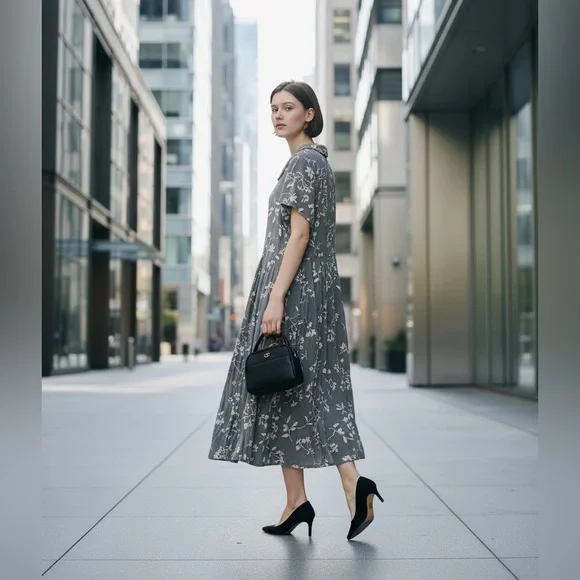 Smith & Hawken Floral Button Down Midi Dress - Picture 2 of 5